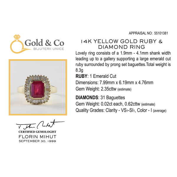 Inel Cu Rubine & Diamante din Aur Galben 14k