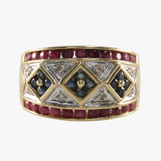 Inel cu Safir, Rubin & Smarald din Aur Galben 14k