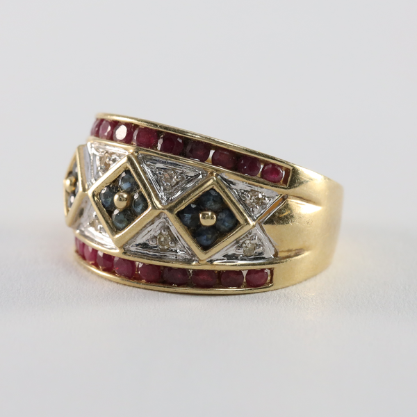 Inel cu Safir, Rubin & Smarald din Aur Galben 14k