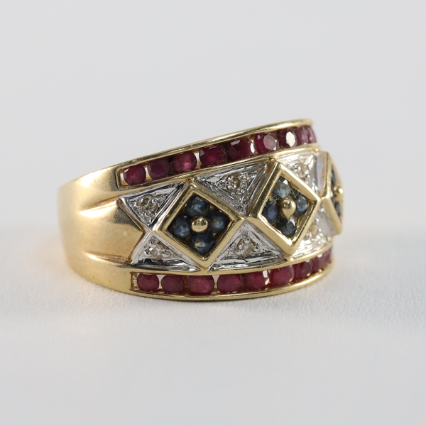 Inel cu Safir, Rubin & Smarald din Aur Galben 14k
