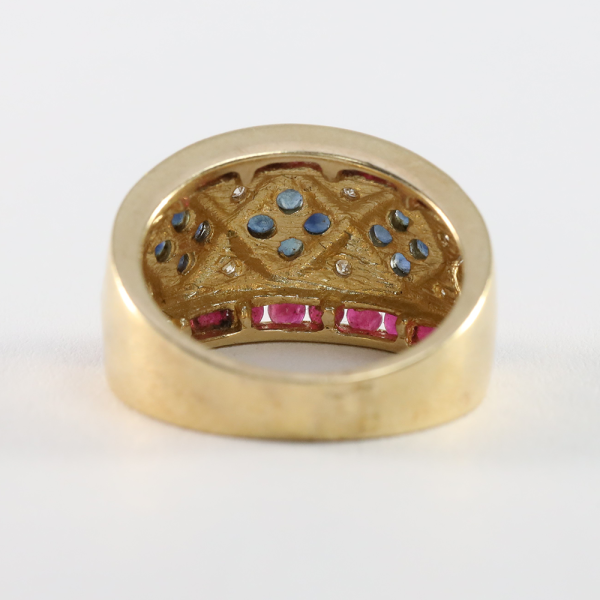 Inel cu Safir, Rubin & Smarald din Aur Galben 14k