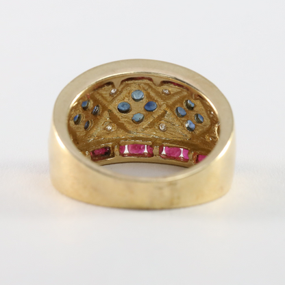 Inel cu Safir, Rubin & Smarald din Aur Galben 14k