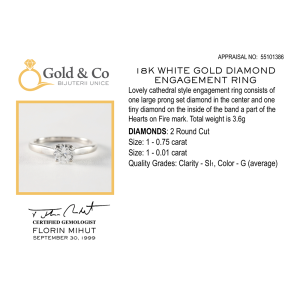 Inel Logodnă cu Diamante din Aur Alb 18k