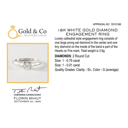 Inel Logodnă cu Diamante din Aur Alb 18k
