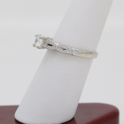 Inel Logodnă cu Diamante din Aur Alb 14k