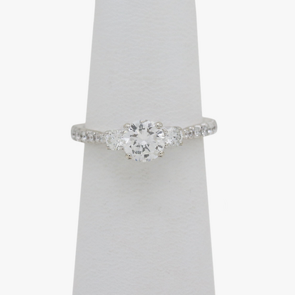 Inel Logodnă Cu Diamante din Aur Alb 14k