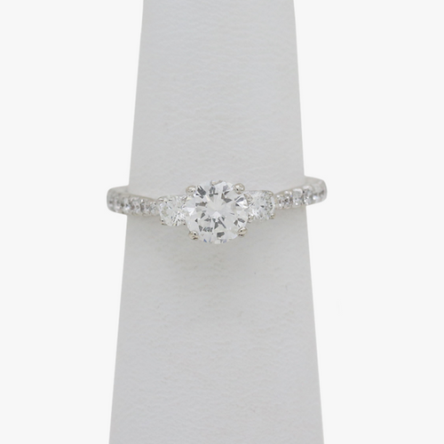 Inel Logodnă Cu Diamante din Aur Alb 14k