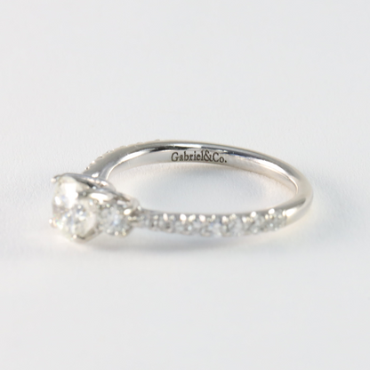 Inel Logodnă Cu Diamante din Aur Alb 14k