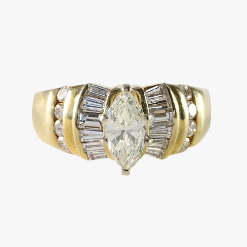 Inel Logodnă Cu Diamante din Aur Galben 14k