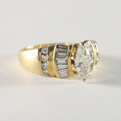 Inel Logodnă Cu Diamante din Aur Galben 14k