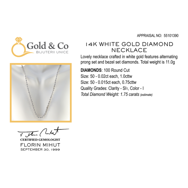 Colier cu diamante din Aur Alb 14k