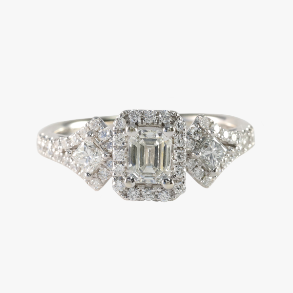 Inel Logodnă cu Diamante din Aur Alb 14k