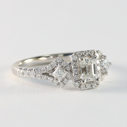 Inel Logodnă cu Diamante din Aur Alb 14k