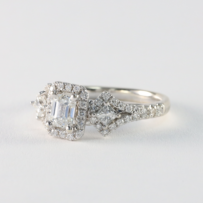 Inel Logodnă cu Diamante din Aur Alb 14k