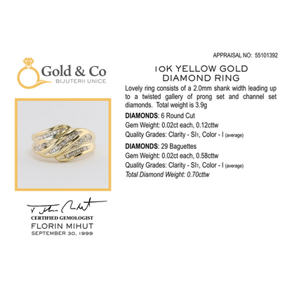 Inel Cu Diamante din Aur Galben 14k