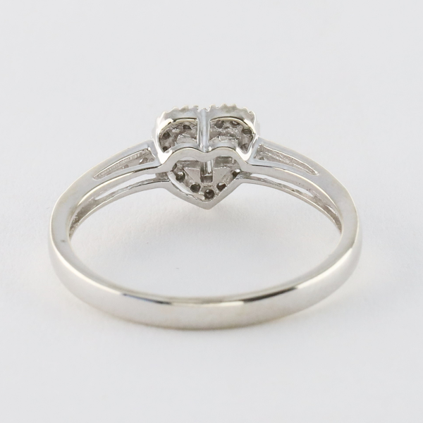 Inel Inimă Cu Diamante din Aur Alb 14k