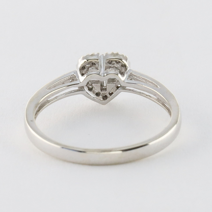 Inel Inimă Cu Diamante din Aur Alb 14k