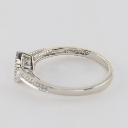 Inel Inimă Cu Diamante din Aur Alb 14k