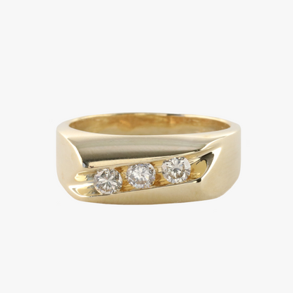 Inel Cu Trei Diamante din Aur Galben 14k