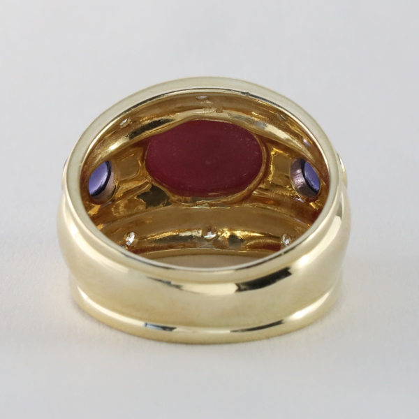 Inel Cu Rubin, Safire & Diamante din Aur Galben 14k