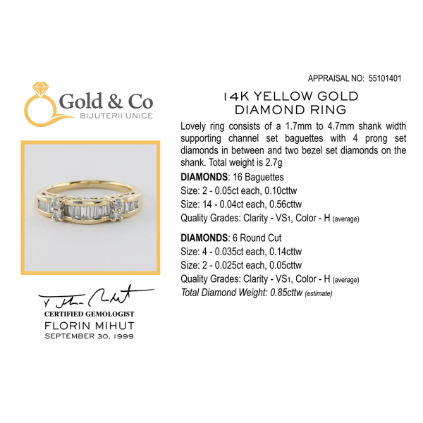 Inel Cu Diamante din Aur Galben 14k