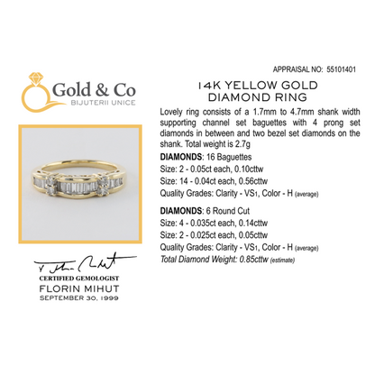 Inel Cu Diamante din Aur Galben 14k