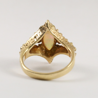 Inel Cu Diamante & Opal din Aur Galben 14k