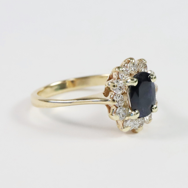 Inel Cu Diamante & Safire din Aur Galben 14k