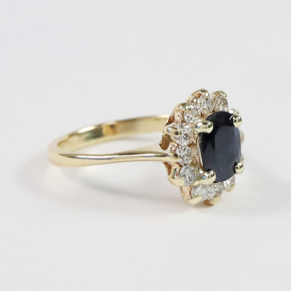 Inel Cu Diamante & Safire din Aur Galben 14k