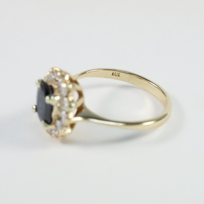 Inel Cu Diamante & Safire din Aur Galben 14k