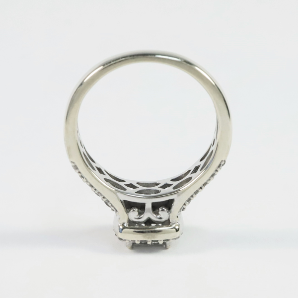 Inel cu Diamante Albe Si Negre din Aur Alb 14k