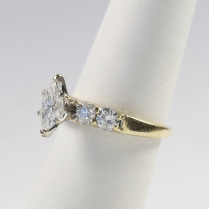 Inel Logodnă cu Diamante din Aur Galben 14k