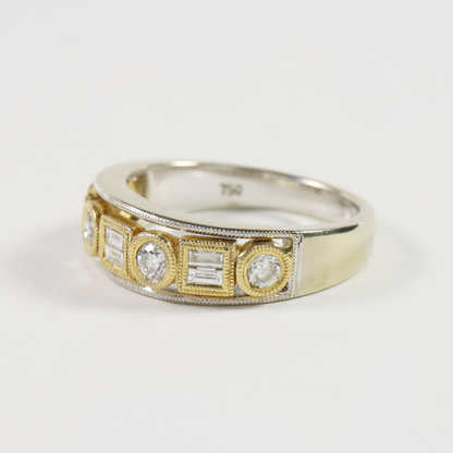 Inel Cu Diamante din Aur Galben și Alb 18k