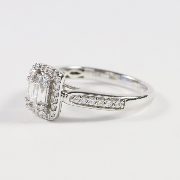 Inel Logodnă Cu Diamante din Aur Alb 14k