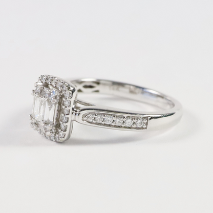 Inel Logodnă Cu Diamante din Aur Alb 14k