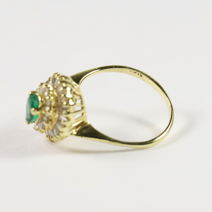 Inel Cu Smarald și Diamante din Aur Galben 18k