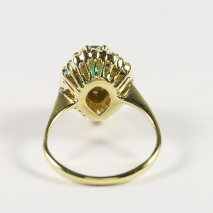 Inel Cu Smarald și Diamante din Aur Galben 18k