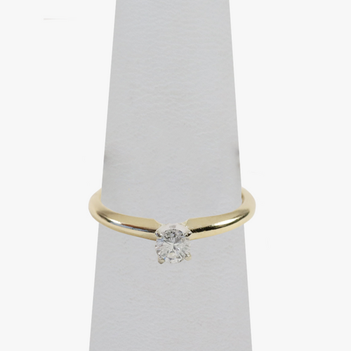 Inel Logodnă Cu Diamant Solitar din Aur Galben 14k