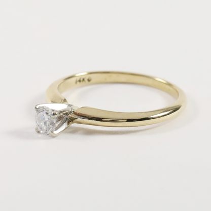 Inel Logodnă Cu Diamant Solitar din Aur Galben 14k