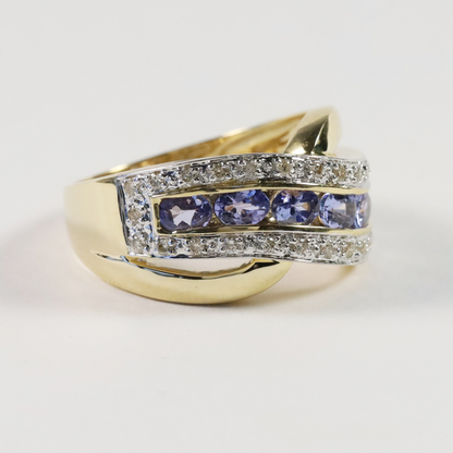 Inel cu Tanzanit & Diamante din Aur Galben 14k.