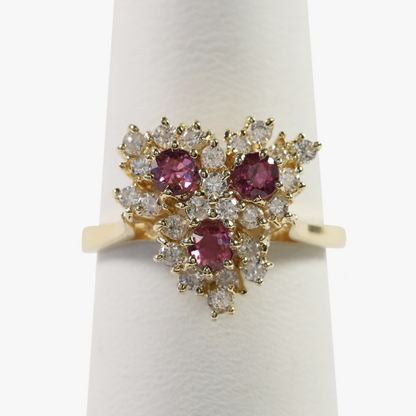 Inel Cu Rubin și Diamante din Aur Galben 14k