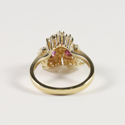 Inel Cu Rubin și Diamante din Aur Galben 14k