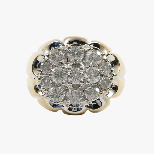 Inel Cluster Cu Diamante din Aur Galben 14k