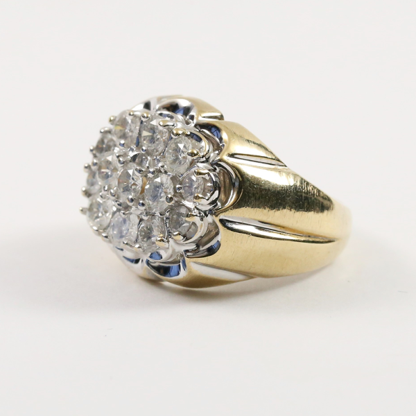 Inel Cluster Cu Diamante din Aur Galben 14k