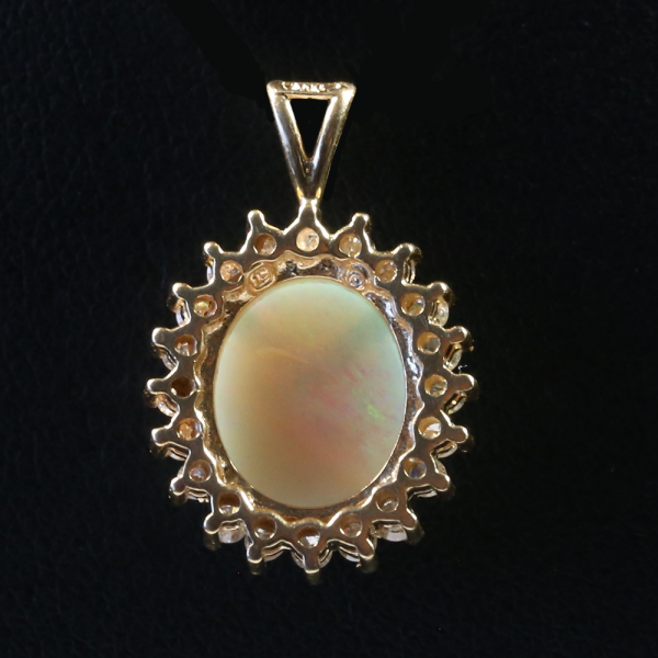 Pandantiv Cu Opal & Diamante din Aur Galben 14k
