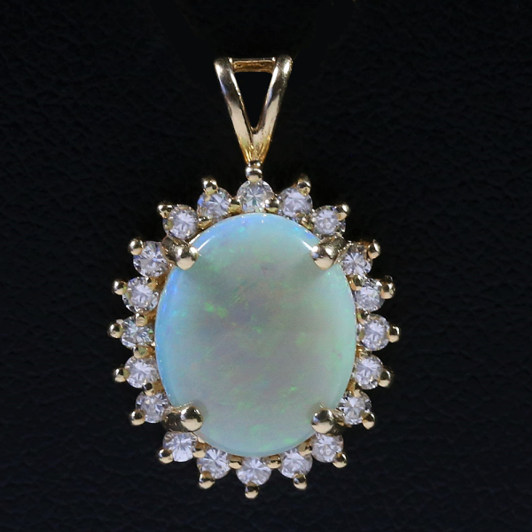 Pandantiv Cu Opal & Diamante din Aur Galben 14k