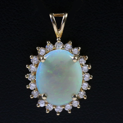 Pandantiv Cu Opal & Diamante din Aur Galben 14k