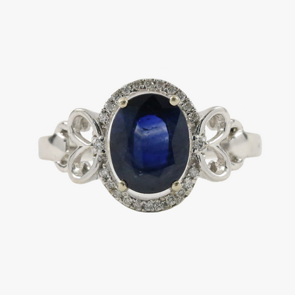 Inel Cu Diamante & Safire din Aur Alb 14k