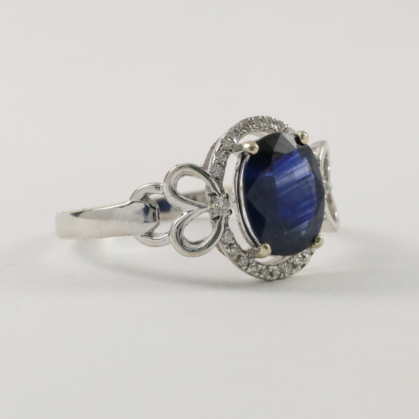 Inel Cu Diamante & Safire din Aur Alb 14k