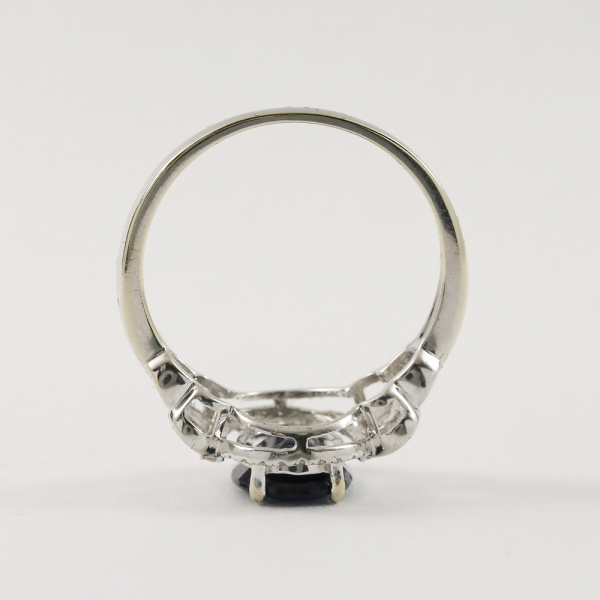 Inel Cu Diamante & Safire din Aur Alb 14k